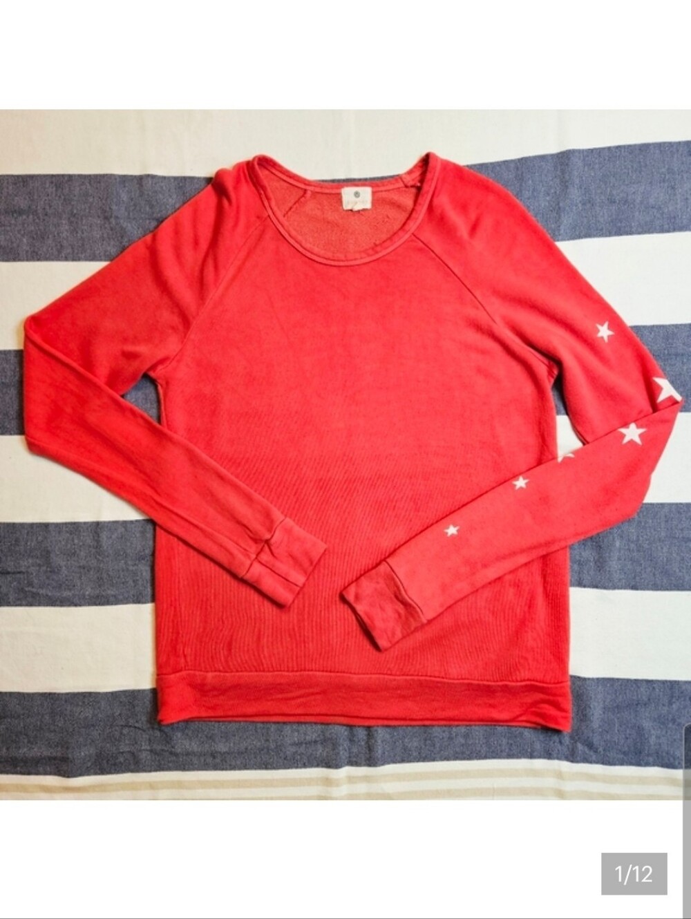 Sundry Red Raglan Sleeve Lightweight Sweatshirt With Stars XS